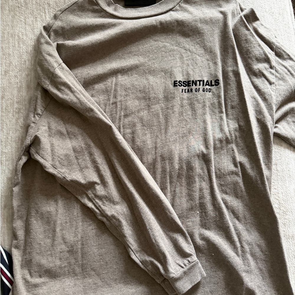 Women’s fear of god essentials Tan long sleeve Shirt